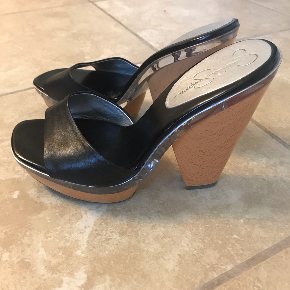 Jessica Simpson Black Leather Sandals